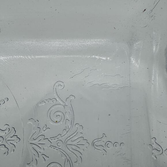 Vintage Fire King Small Glass Bakers Light Blue & Clear Glass w/ Embossed Flower - Picture 8 of 8